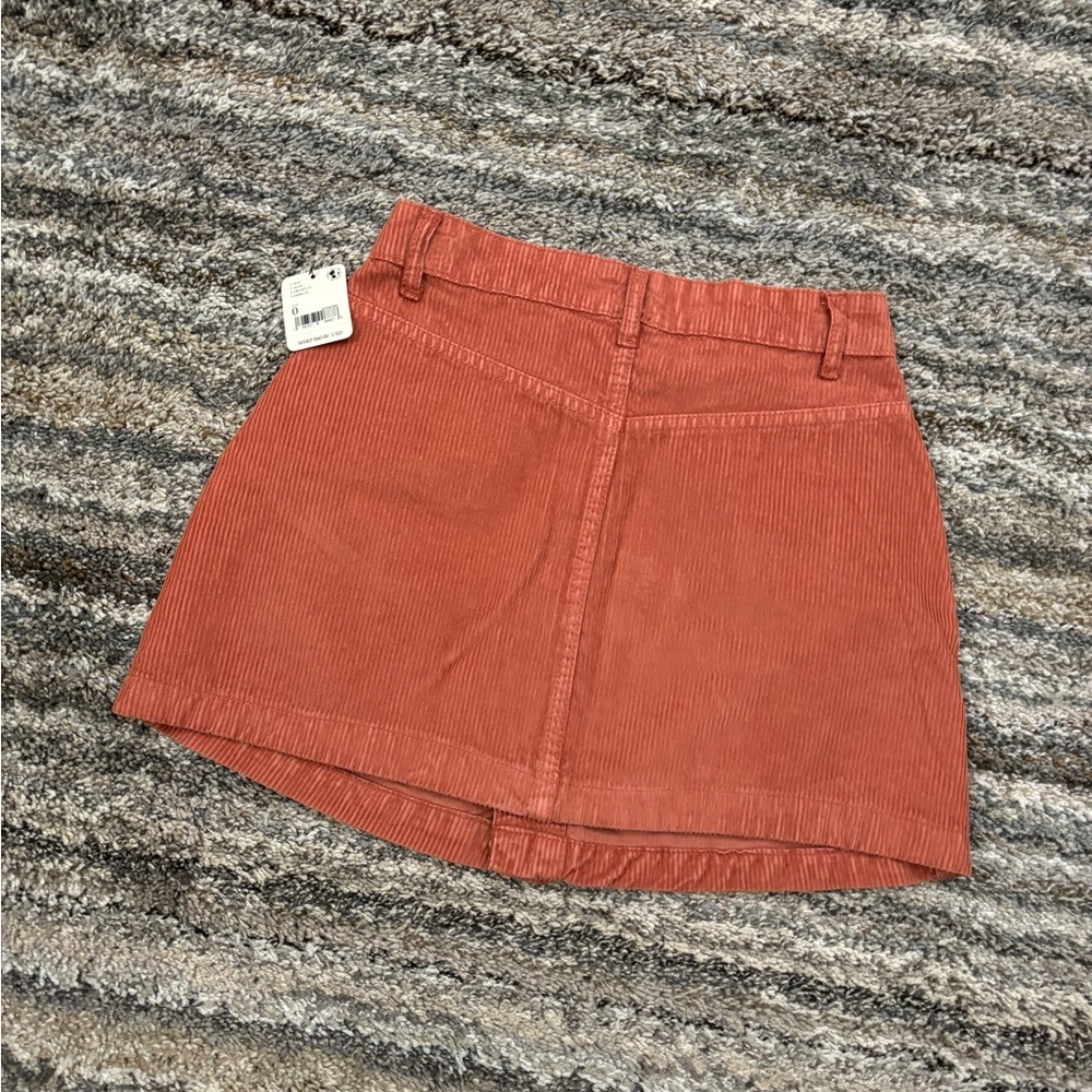 Free People Rust Corduroy Button-Front Mini Skirt - Picture 9 of 14